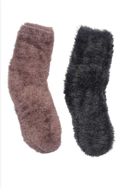 BlueStore Kadın Kalın Peluş Uyku Çorabı 2 Çift