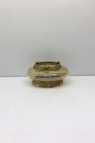 Otantik Obiect Decorativ Scrumieră din Sticlă Suflată din Alamă Tavă de Cenușă 7x14 Cm