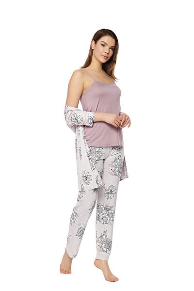 Rubina Secret Σετ ρόμπα και πιτζάμες Silk Feeling με φυσικό εκχύλισμα οξιάς - 3 τεμάχια ™