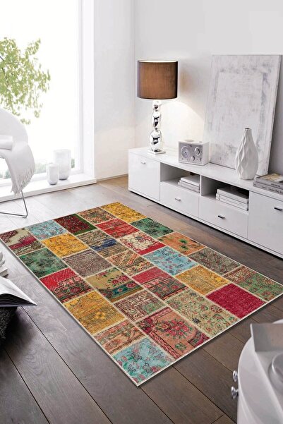 Viva Weaver's Kaymaz Tabanlı Makinede Yıkanabilir Halı Patchwork Ar129