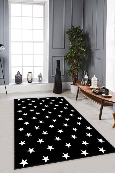 NeluxHome Kaymaz Tabanlı Makinede Yıkanabilir Dekoratif Yıldızlı Halı Puz08
