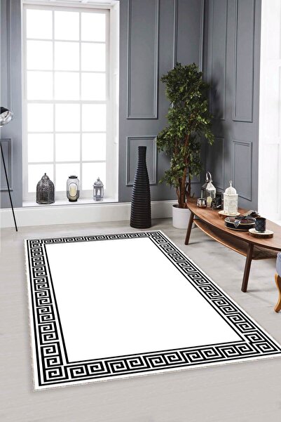 NeluxHome Kaymaz Tabanlı Makinede Yıkanabilir Versace Desen Modern Halı Mk023