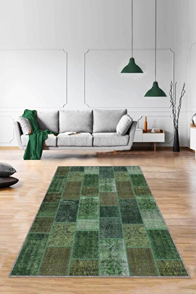 NeluxHome Kaymaz Tabanlı Makinede Yıkanabilir Modern Dijital Baskılı Patchwor...