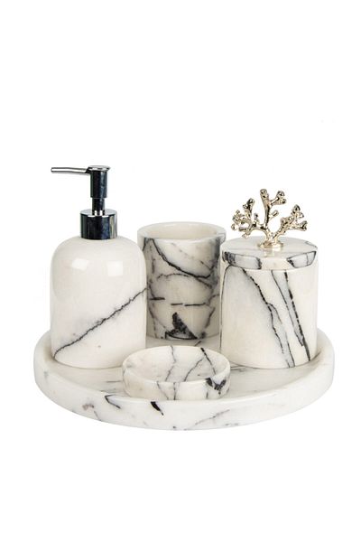 marandmore Σετ μπάνιου Rolin Lilac Marble 5 τεμαχίων Silver Coral