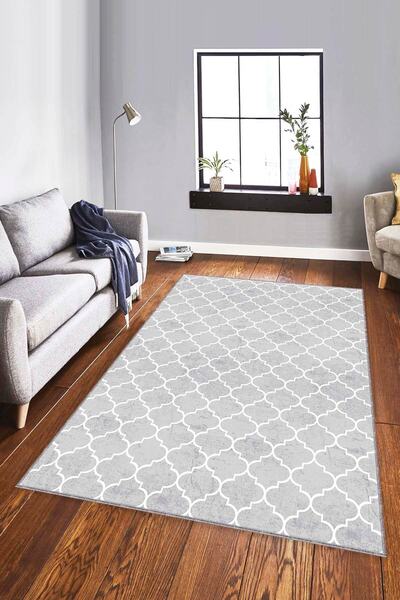 RugViva Kaymaz Tabanlı Halı Fas FS03 Gri