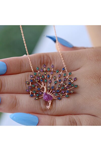 Takı Boom Tavuskuşu Kolye, Tavus Kuşu Gümüş Kolye, Tavus Kuşu Takıları