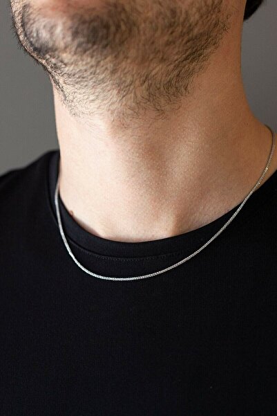 TREND COLLECTİON Unisex Gümüş Ince Yılan Model Zincir Erkek Kolye