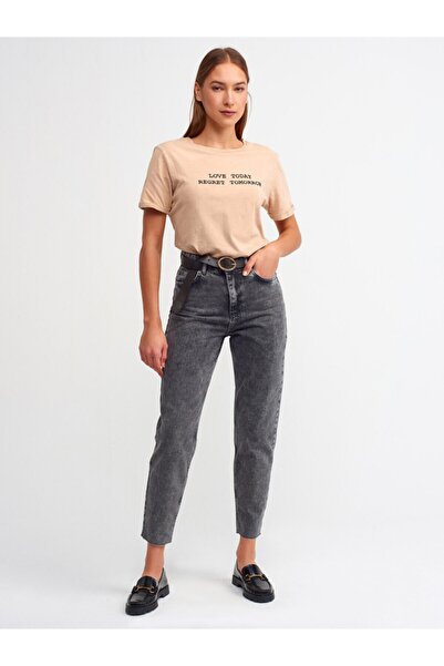 Dilvin 70108 Pantaloni Mom fără cusături-antracit