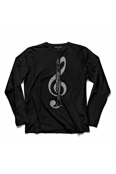 Kendim Seçtim Кларнет Музичний ключ Музичний логотип Дизайн Довгий рукав Футб...