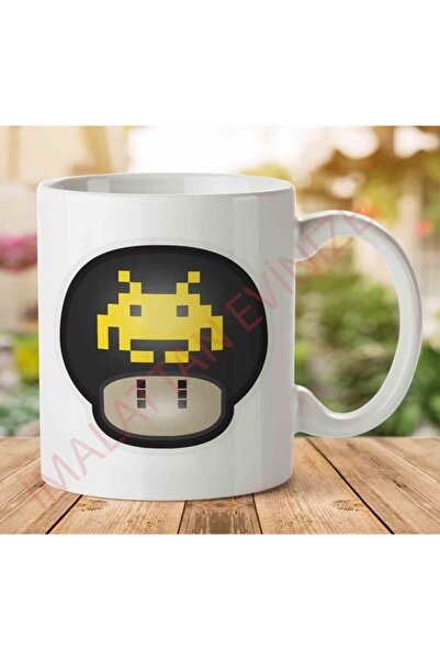 ART HEDİYE كوب سوبر ماريو Mushroom Space Invader مطبوع على الجانبين
