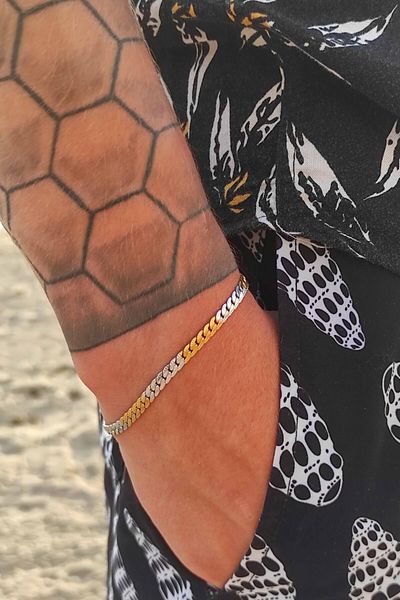 The Collection Unisex Urban Tarnish Resistant Silver-gold Steel Bracelet