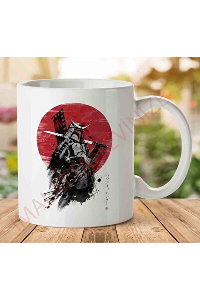 ART HEDİYE كوب مطبوع عليه وجهين من Star Wars Mandalorian Samurai