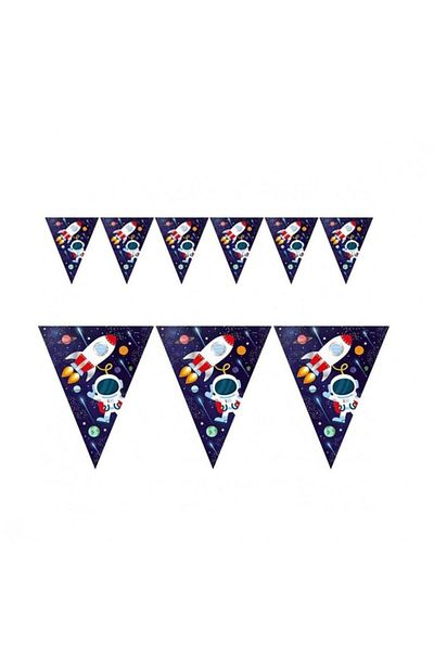 BalonEvi Cosmic Galaxy Space Themed Triangle Flag Pennant - 3,20 Mt