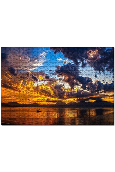 Cakapuzzle Cakasepetim Sunset Nature Boat 120 Piece Puzzle Jigsaw Mdf (Wood)