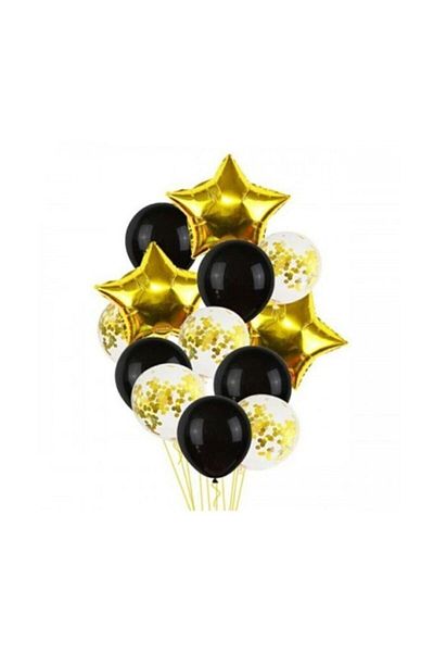 BEST PARTİ Star Balloon Set with Gold Confetti