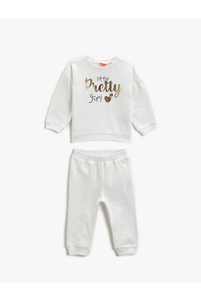 Koton Tracksuit Set Jogger Sweatpants Printed Sweatshirt Cotton