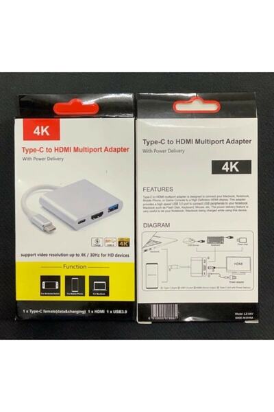 Grc Accessory 3 In 1 Type-c To Hdmi 4k Usb 3.0 Dönüştürücü Adaptör Macbook, 2015-2017, Pro, Samsung S8 S9 S10