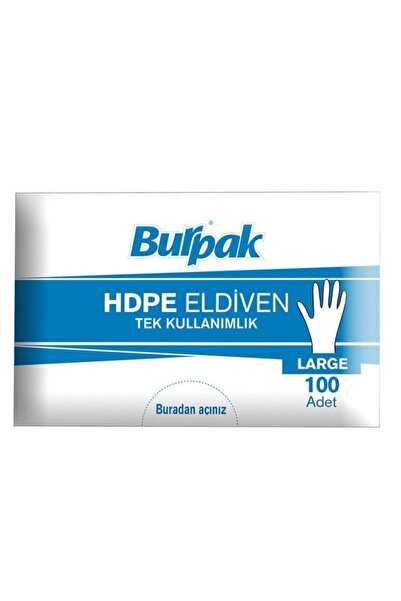 Burpak 100lü Paket Tek Kullanımlık Hdpe (şeffaf /poşet ) Eldiven Large 12 Kutu (KUTUDA 100'LÜ 12 PAKET)