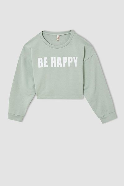 DeFacto Girl Crop Crew Neck Sweatshirt