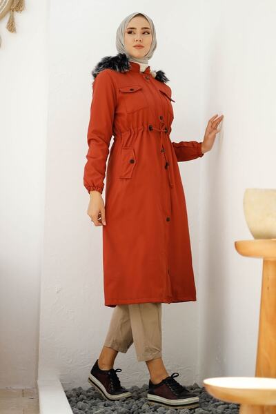 InStyle Polar 0880 Coat with Flap Pockets - Claret Red