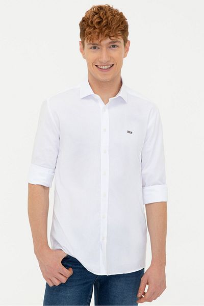 U.S. Polo Assn. Ανδρικό λευκό πουκάμισο