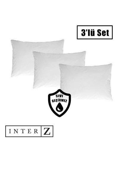 INTER Z Set of 3 Liquid Proof Pillow Protector Mattress Cover with Zipper, 50x70 cm