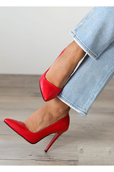Ayakkabı Podyumum "stiletto" Kırmızı - Yüksek Ince Topuk Kadın Ayakkabısı