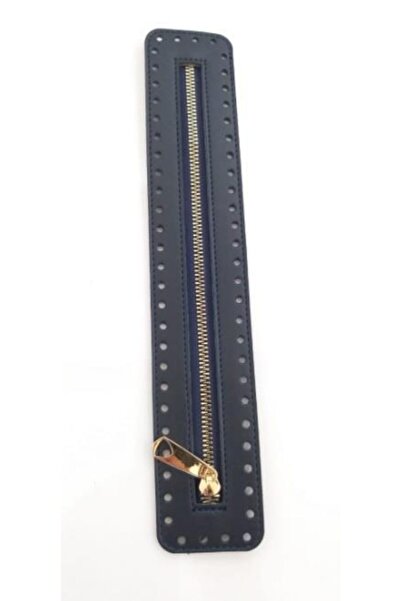 angel çanta aksesuar سحاب جلدي موديل جديد أزرق كحلي 30 سم ذهبي فاتح