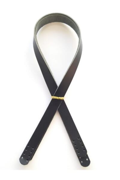 angel çanta aksesuar مقبض مزدوج من الجلد الطبيعي باللون الأسود مقاس 70 × 2 سم