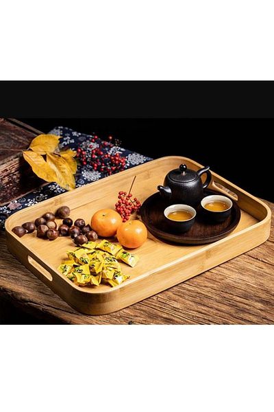 SepetçiBaba Lenny - 3er-2021-50 Large Size Rectangular Oval Bamboo Tray