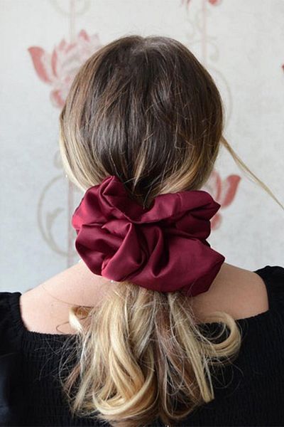 BAHELS Cataramă elastică din satin de lux de culoare roșu Claret Xl pentru femei