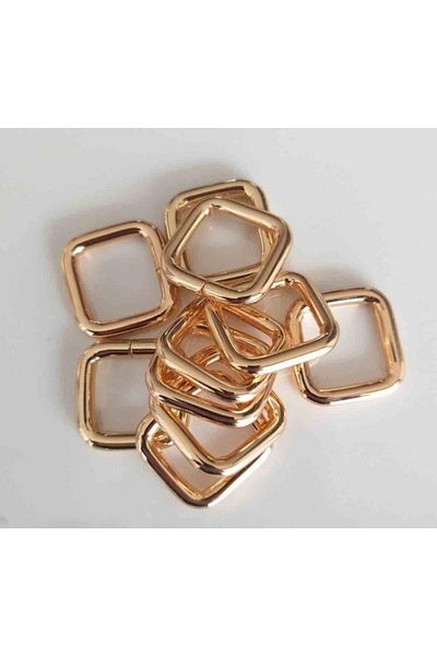 angel çanta aksesuar 10-Piece Light Gold - 2 Cm Square Ring Set
