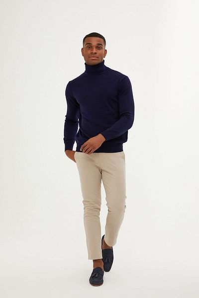 Hatemoğlu Men's Navy Blue Regular Fit Turtleneck Sweater