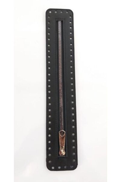 angel çanta aksesuar Derili Fermuar Yeni Model Siyah 30 Cm Gümüş