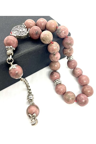 AgateStones Γνήσια μασκότ από φυσική πέτρα Ροδανίτη Boy Efe Tesbihi