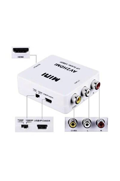MKA Bilgisayar Av To Hdmı Dönuştürücü Rca Av/cvbs Adaptör Hd 1080p Mini Av2hdmı