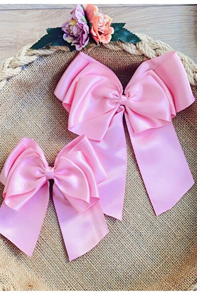 Yeşim Aksesuar Mother Daughter Satin Bow Automatic Buckle Set