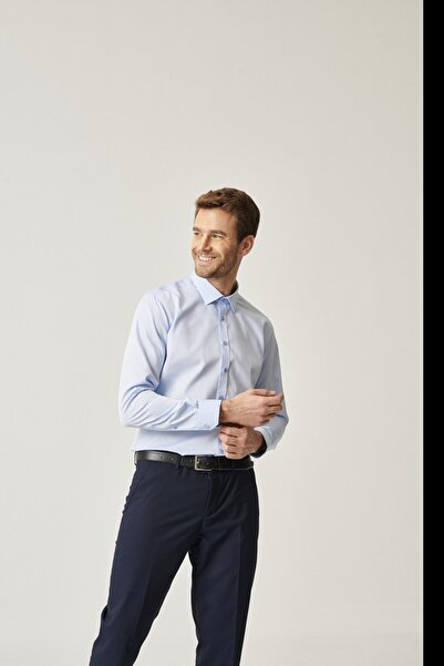 ALTINYILDIZ CLASSICS Erkek Açık Mavi Ütü Gerektirmeyen Non-iron Slim Fit Dar Kesim %100 Pamuk Gömlek