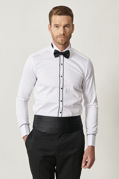 ALTINYILDIZ CLASSICS Weißes, weißes, maßgeschneidertes Slim-Fit-Slim-Fit-Hemd für Herren mit Stehkragen