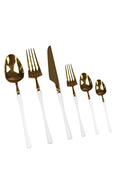 Sembol Beyaz Parlak Altın 36 Parça Çatal Kaşık Bıçak Seti