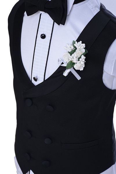 ceocuk Black Tuxedo Model Double Breasted Vest Children's Set