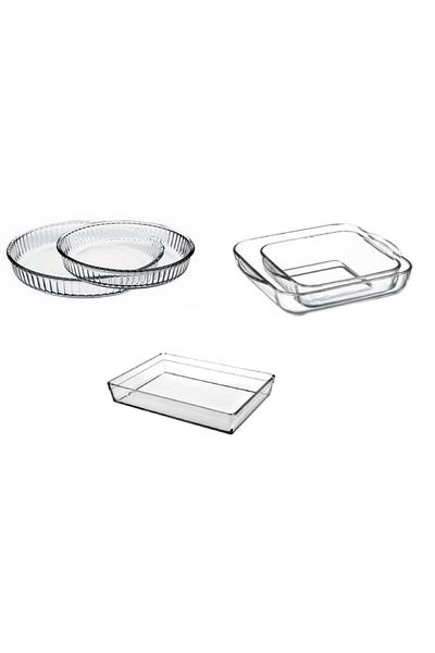 Paşabahçe Borcam Oven Tray - 5-Piece Borcam Kitchen Dowry Set with Gloves