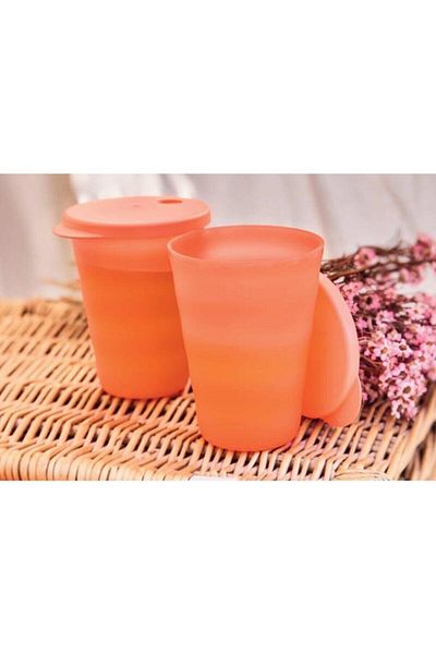 Tupperware Glass with Double Straw