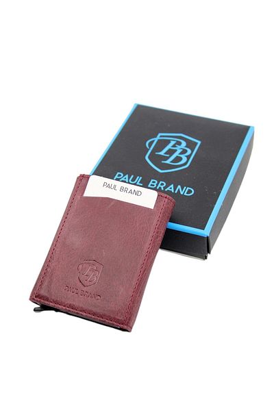 Paul Brand Men's Claret Red Crazy Genuine Leather Card Holder Wallet with Automatic Mechanism and Money Compartment Pbc5550