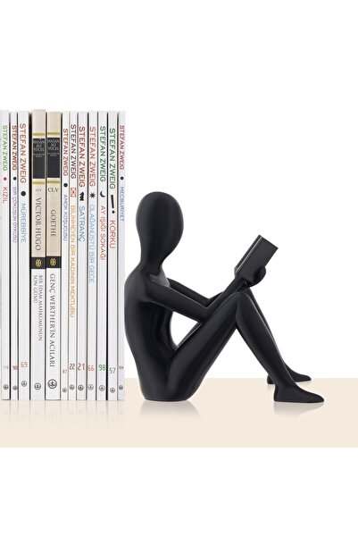 BCOVERART Tasarım Kitap Tutucu- Okuyan Adam- Siyah
