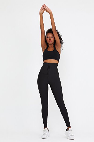 MRS.MODA Ženske Visok struk crne Agraflı Oblikuje figuru tajice