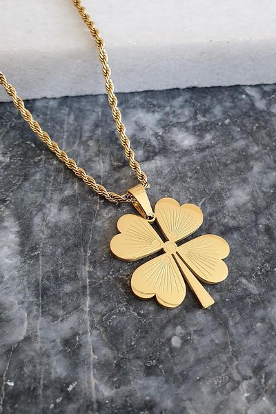The Collection Clover Pendant Twist Long Necklace