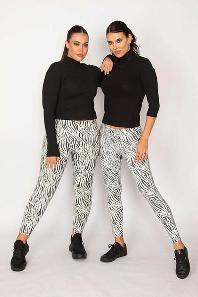 Şans Tekstil Women's Black Zebra Pattern Tights 26a29024