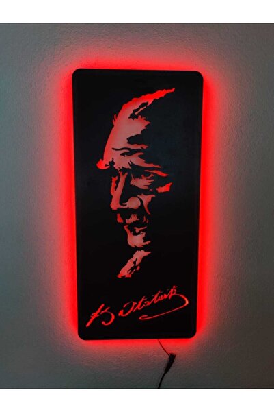 dekoraven Atatürk Led Işıklı Ahşap Tablo