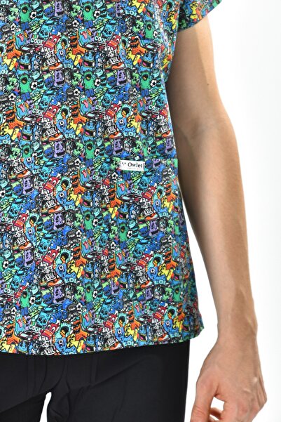 Owlet Medikal Germs Patterned Surgical Jersey Top